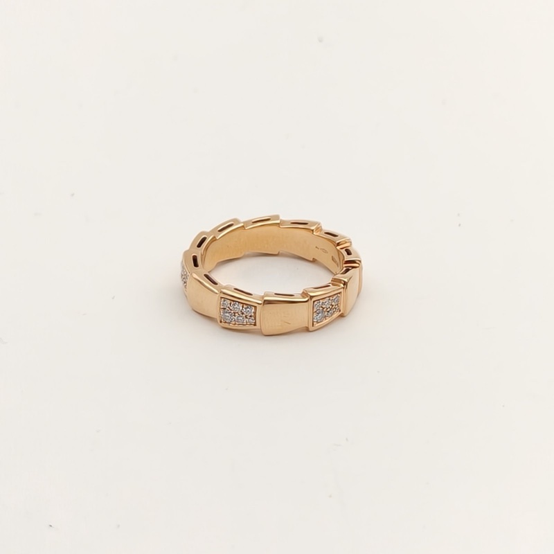 BVLGARI SERPENTI蛇戒18K雙排間鑽戒指18K玫瑰金/鑽石56-2