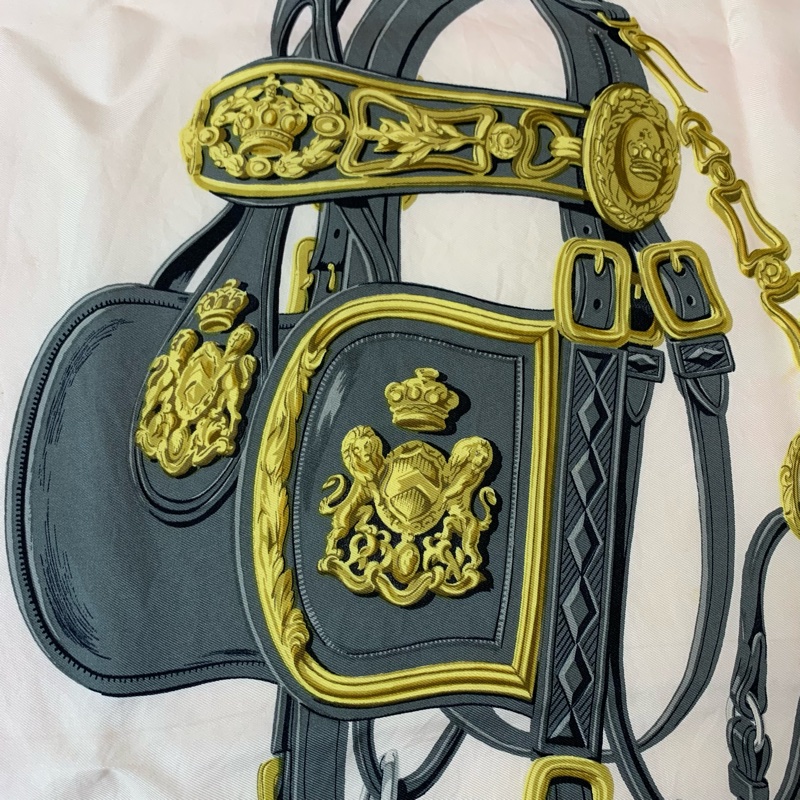 婚禮金色馬車twilly✨Hermes Vintage Hermes Carre 90 “Brides de Gala” in Red Silk Scarf-4