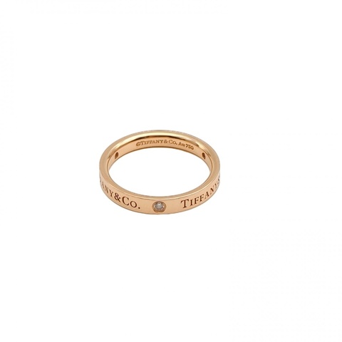 TIFFANY&CO Tiffany&Co.三鑽戒指窄版3mm18K玫瑰金/鑽石53
