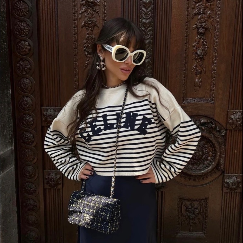 CELINE條紋短款針織衫-2