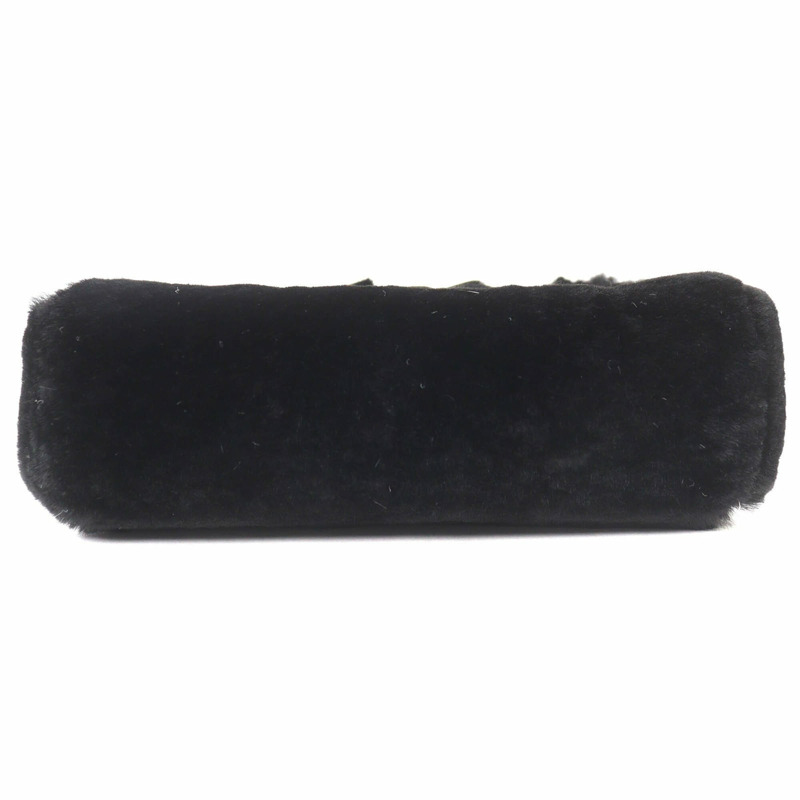 香奈兒復古 Coco Mark 皮革和 Orilag 毛皮手拿包,黑色,銀色五金,帶盒子,意大利製造,女士。-4