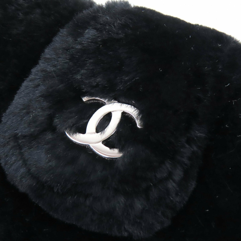 香奈兒復古 Coco Mark 皮革和 Orilag 毛皮手拿包,黑色,銀色五金,帶盒子,意大利製造,女士。-7