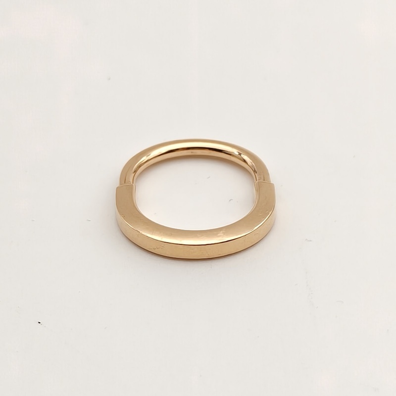 TIFFANY&CO 18K玫瑰金鑽石lock半鑽戒指/52-2