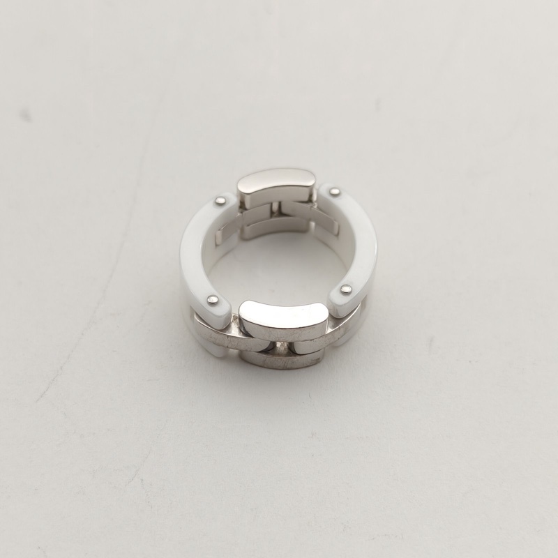 CARTIER 18K白金鑽石白陶瓷MaillonPanthère系列三排鑽拼52-3