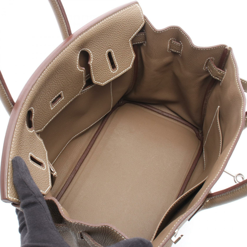 愛馬仕 Birkin 30 手提包，Togo 皮革，灰色/灰褐色，銀色五金，二手，女士款-2