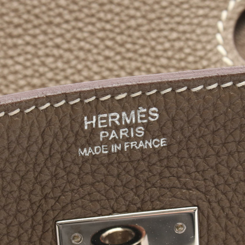 愛馬仕 Birkin 30 手提包，Togo 皮革，灰色/灰褐色，銀色五金，二手，女士款-3