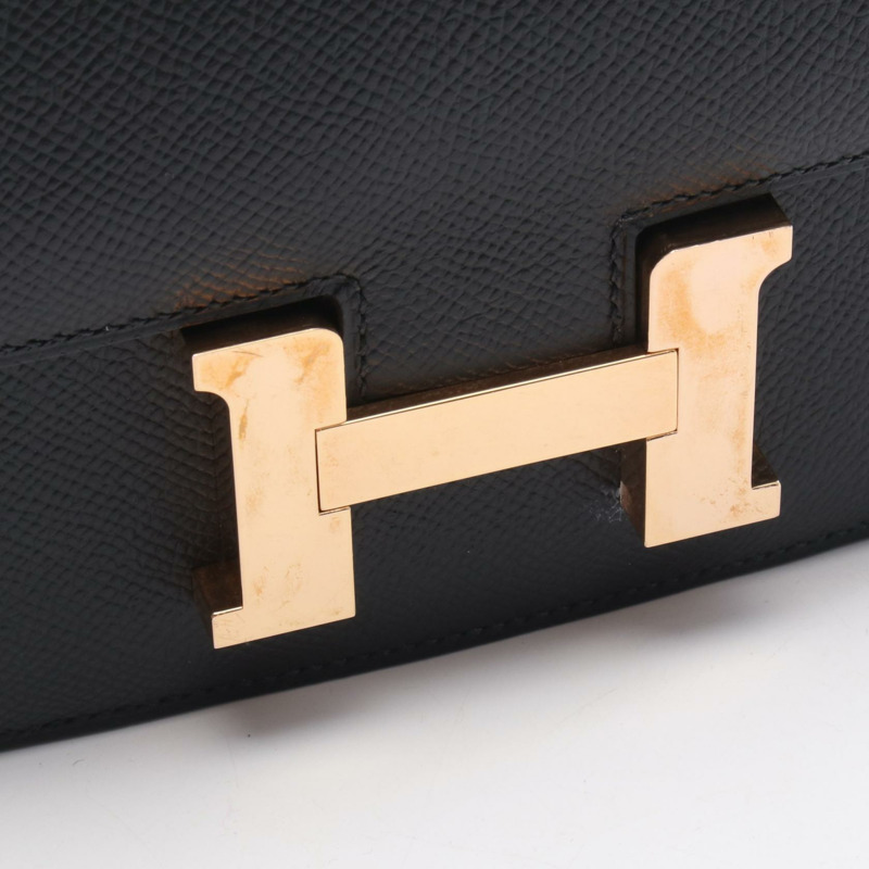 愛馬仕 Constance 3 迷你肩背包 056347CC Epsom 皮革 黑色 GHW 二手 Y-5