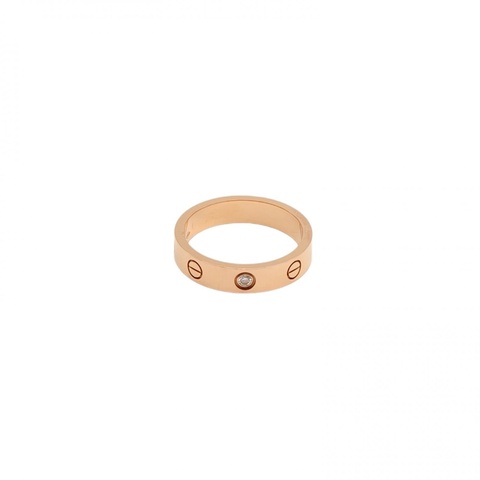 CARTIER LOVE單鑽窄版戒指18K玫瑰金/鑽石51