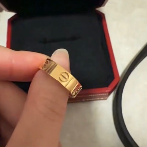 CARTIER LOVE單鑽窄版戒指18K玫瑰金/鑽石51-4