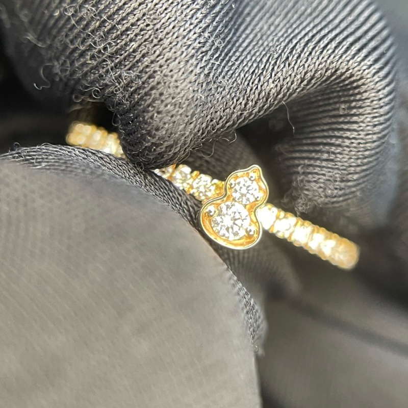 Qeelin 18K玫瑰金鑽石wulu系列小葫蘆戒指滿鑽56-4