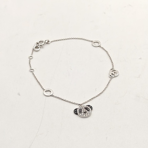 Qeelin 18K白金鑽石Bobo系列熊貓手鏈