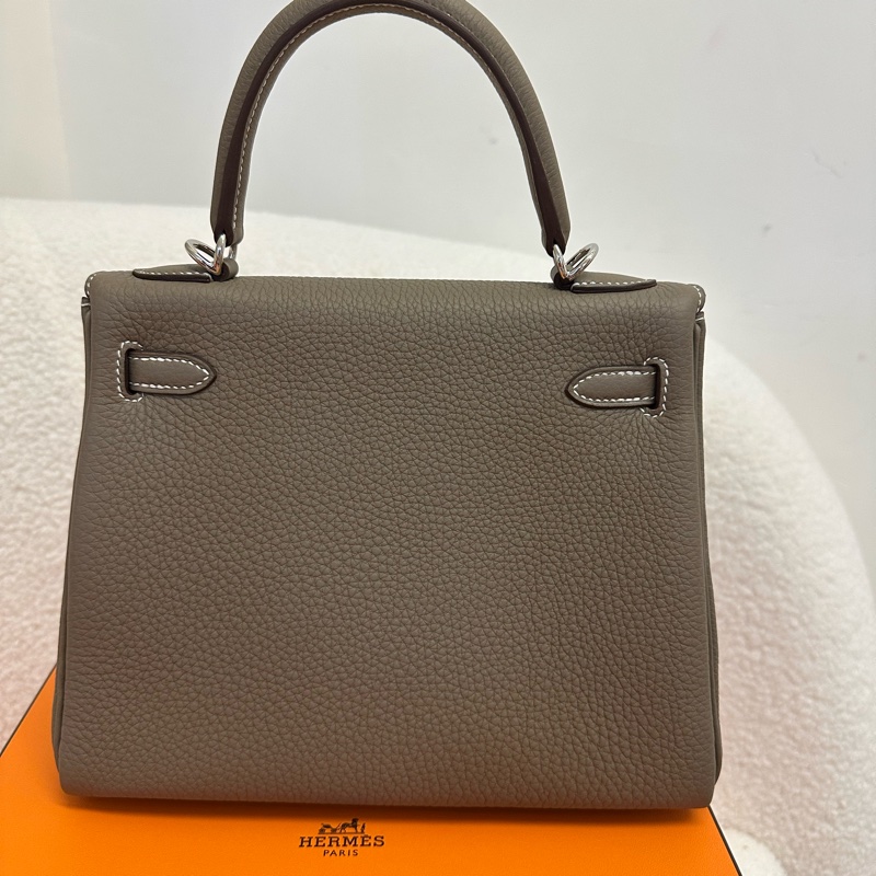 全新全套 Hermès Kelly25 大象灰 銀扣 Togo皮 W刻 24年12月購證-1