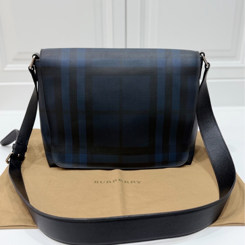 BURBERRY LONDON CHECK LOGO 格紋 郵差包 斜背包 側背包 肩背包-0