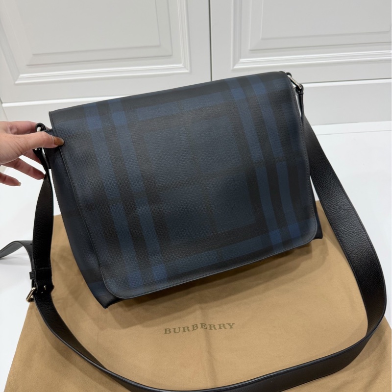 BURBERRY LONDON CHECK LOGO 格紋 郵差包 斜背包 側背包 肩背包-1