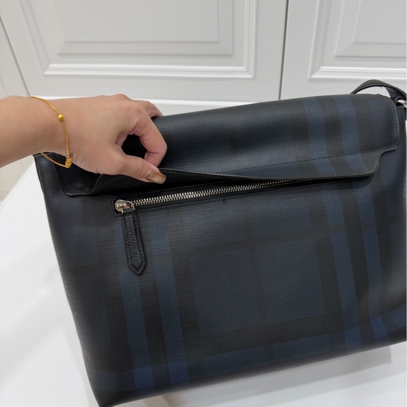 BURBERRY LONDON CHECK LOGO 格紋 郵差包 斜背包 側背包 肩背包-7