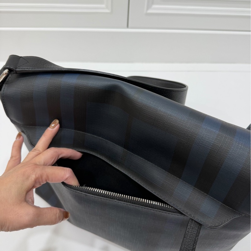 BURBERRY LONDON CHECK LOGO 格紋 郵差包 斜背包 側背包 肩背包-8
