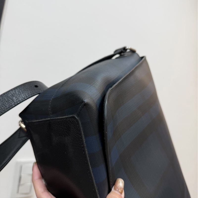 BURBERRY LONDON CHECK LOGO 格紋 郵差包 斜背包 側背包 肩背包-13