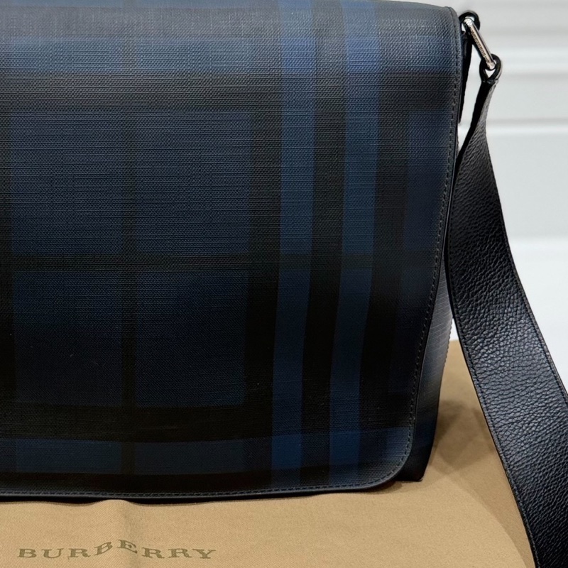 BURBERRY LONDON CHECK LOGO 格紋 郵差包 斜背包 側背包 肩背包-28