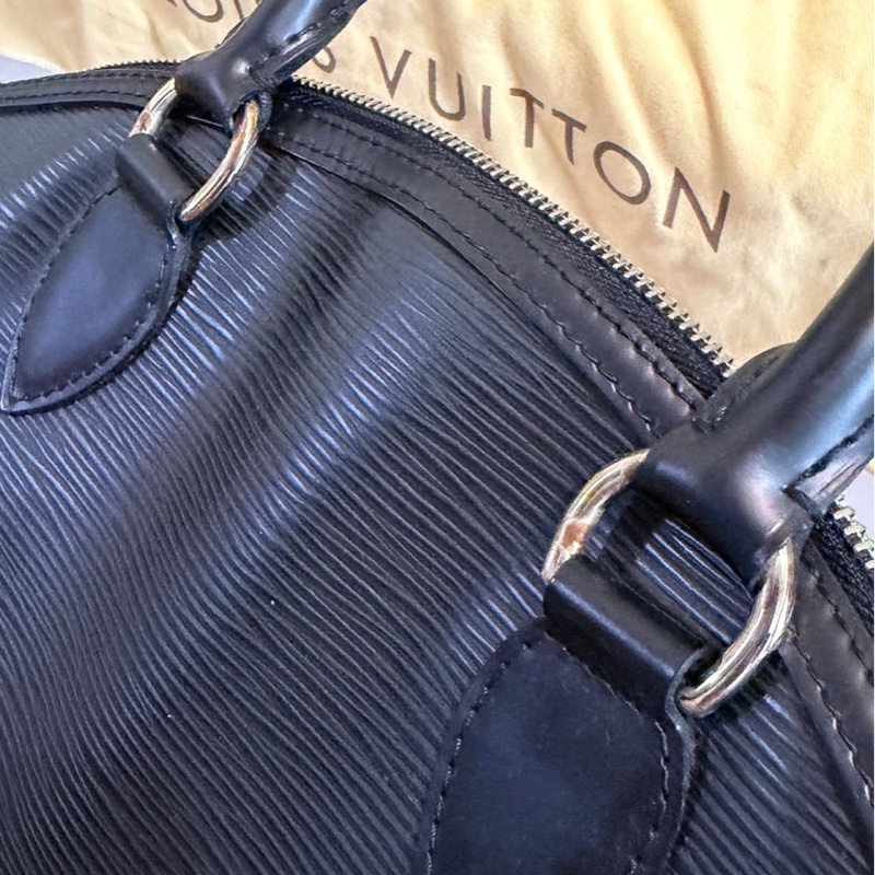 LOUIS VUITTON LV 路易威登 黑色 Epi 水波紋牛皮手提包-5