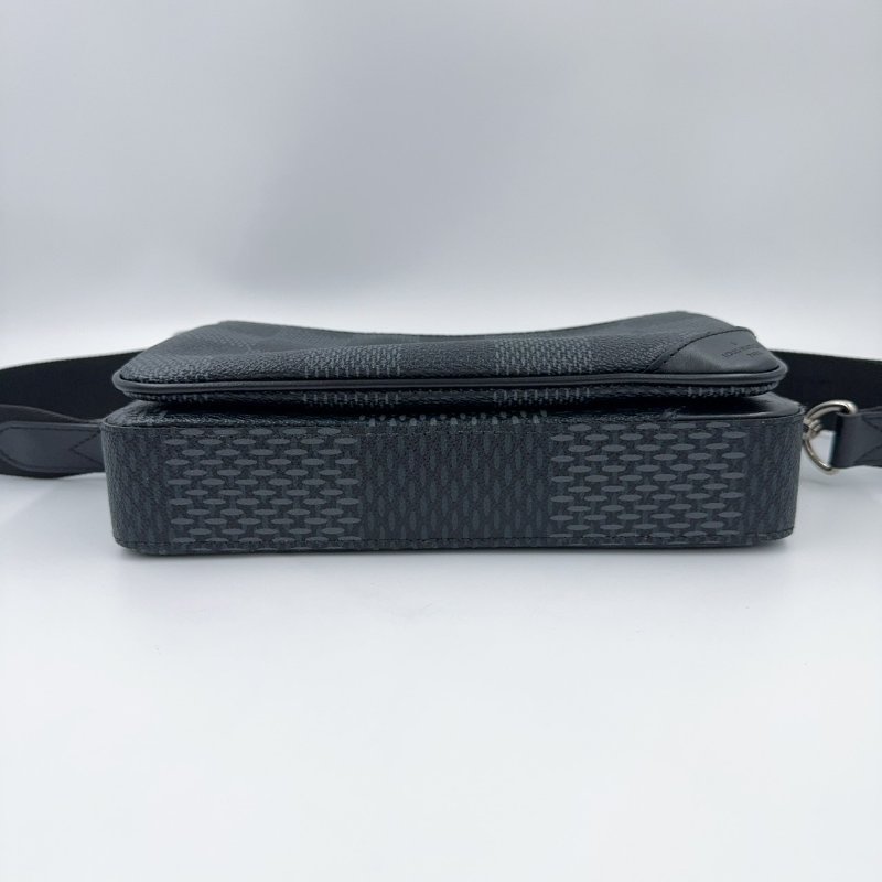 LV包包黑灰棋盤格帆布三合一斜背郵差包/N50017-5