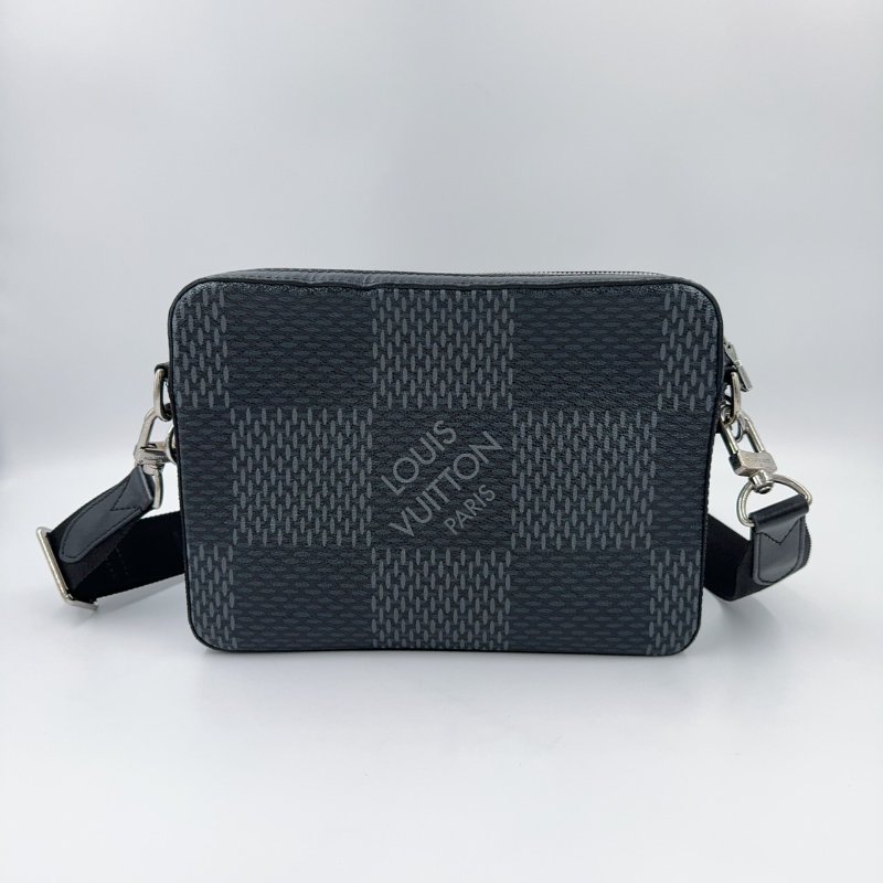 LV包包黑灰棋盤格帆布三合一斜背郵差包/N50017-6