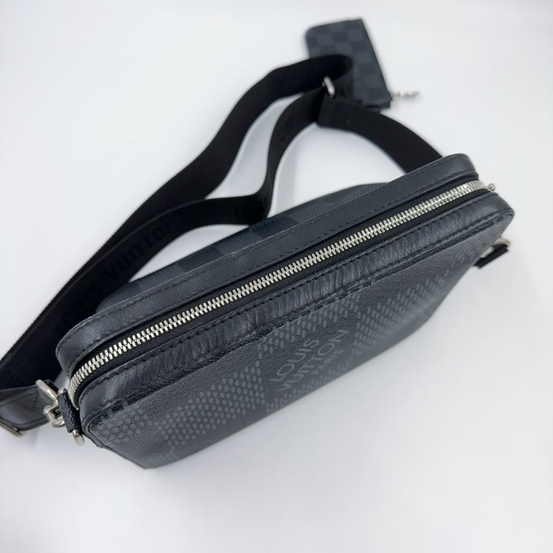 LV包包黑灰棋盤格帆布三合一斜背郵差包/N50017-8