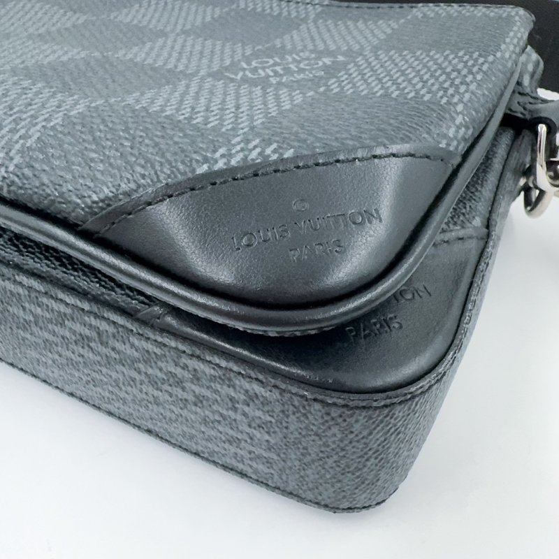 LV包包黑灰棋盤格帆布三合一斜背郵差包/N50017-17