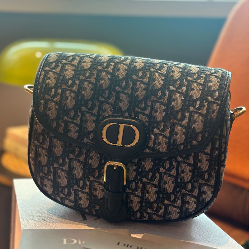 Dior Bobby 中型包款 (藍色 Oblique 緹花)-3