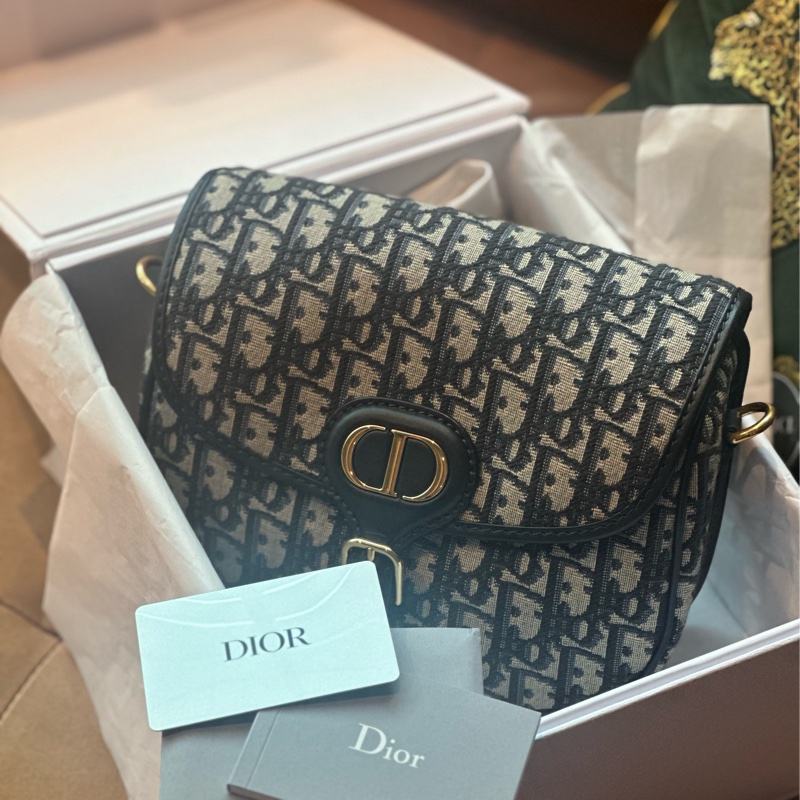 Dior Bobby 中型包款 (藍色 Oblique 緹花)-4