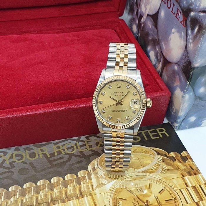 【大眾名錶】Rolex 勞力士 68273 Datejust 中型錶款 蠔式日誌 金色十鑽面盤 大眾名錶B1219-1
