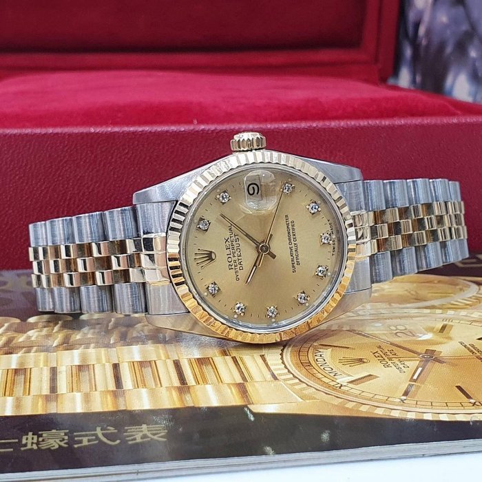 【大眾名錶】Rolex 勞力士 68273 Datejust 中型錶款 蠔式日誌 金色十鑽面盤 大眾名錶B1219-2