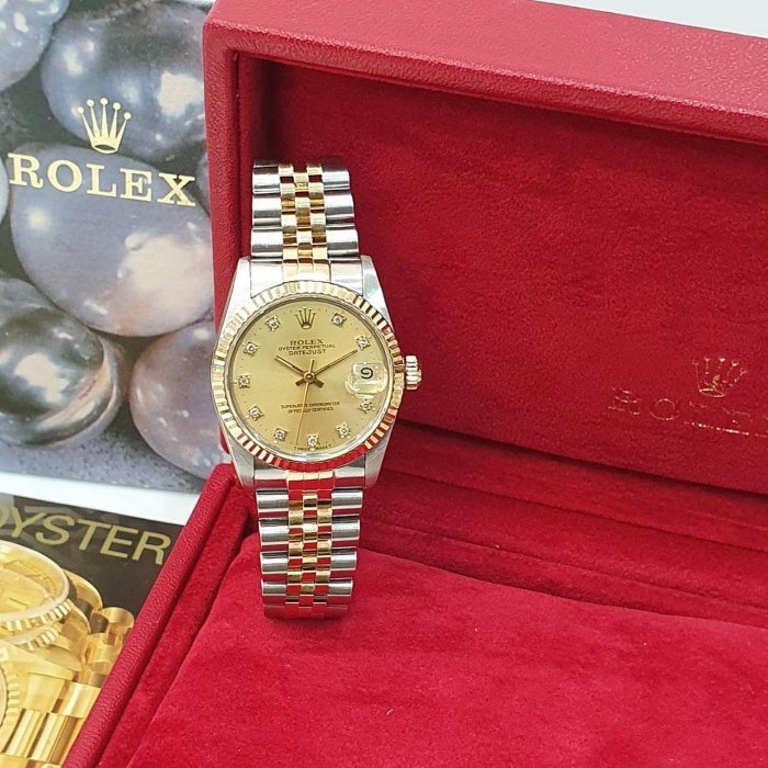 【大眾名錶】Rolex 勞力士 68273 Datejust 中型錶款 蠔式日誌 金色十鑽面盤 大眾名錶B1219-3