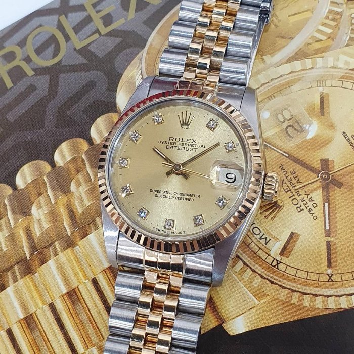 【大眾名錶】Rolex 勞力士 68273 Datejust 中型錶款 蠔式日誌 金色十鑽面盤 大眾名錶B1219-8