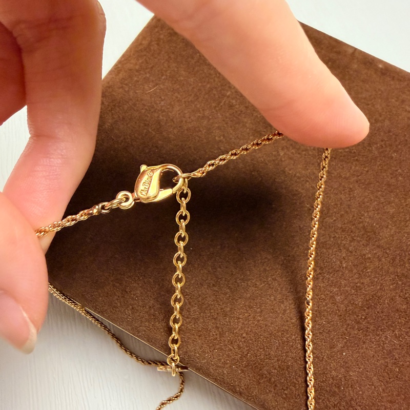 迪奧 Christian Dior絲帶結CD Logo鍍金頸鏈 項鍊-9