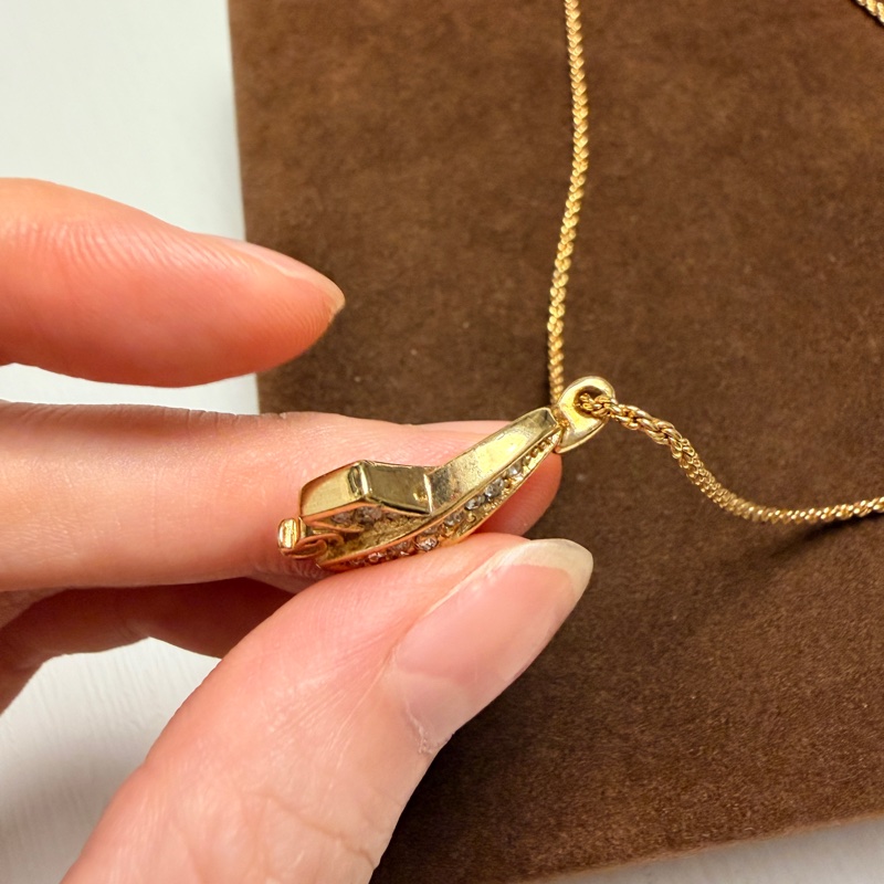 迪奧 Christian Dior絲帶結CD Logo鍍金頸鏈 項鍊-10