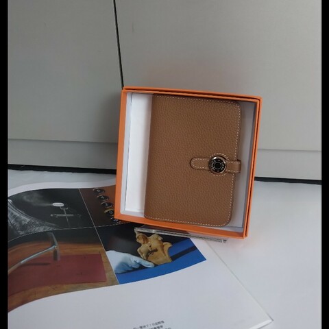 Hermes 銀釦金棕皮中夾 Dogon