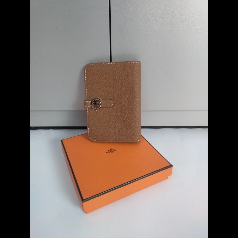 Hermes 銀釦金棕皮中夾 Dogon-2