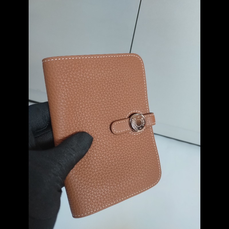 Hermes 銀釦金棕皮中夾 Dogon-3