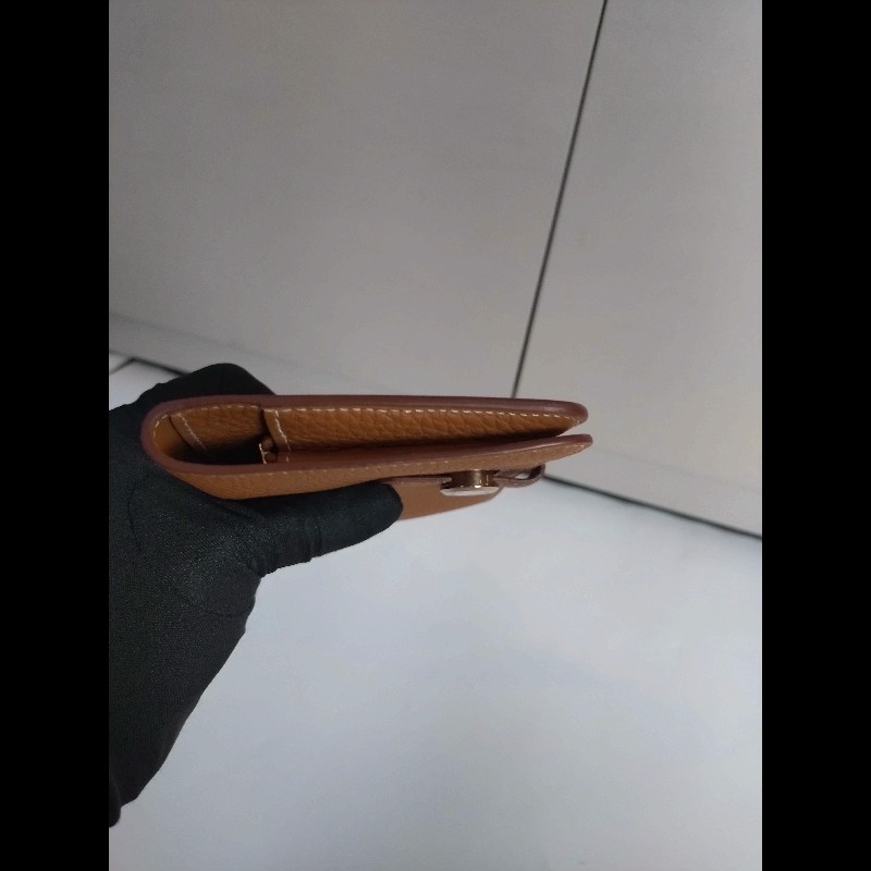 Hermes 銀釦金棕皮中夾 Dogon-10