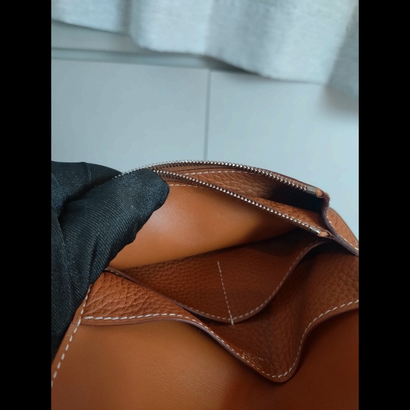 Hermes 銀釦金棕皮中夾 Dogon-11