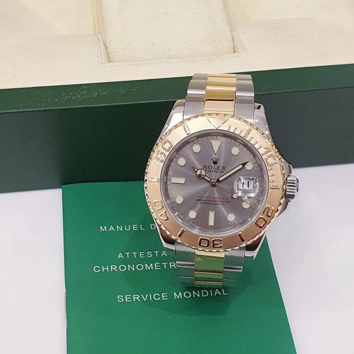 【大眾名錶】ROLEX 勞力士 16623 Yacht-Master 遊艇名仕 18K半金 灰色面盤 大眾名錶G122-1