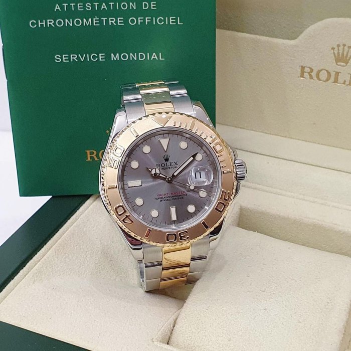 【大眾名錶】ROLEX 勞力士 16623 Yacht-Master 遊艇名仕 18K半金 灰色面盤 大眾名錶G122-3