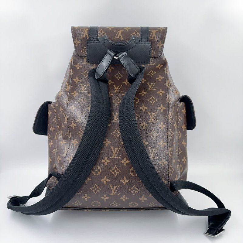 LV原花拼黑牛皮銀釦Christopher MM下蓋式後背包 M43735-5