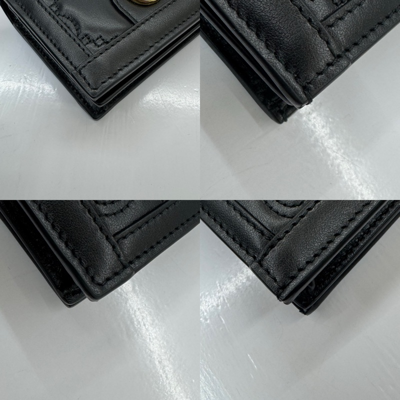 古馳 GUCCI GG Marmont 壓紋黑色皮革迷你短夾 723786-4