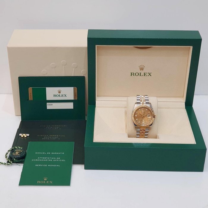 【大眾名錶】ROLEX 勞力士 116233 Datejust 蠔式日誌 金十鑽紀念面 新包台 大眾名錶B1198-9