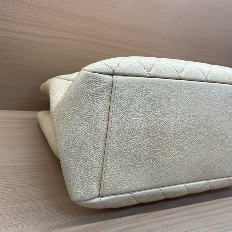 NO:C26 Chanel香奈儿GST奶茶色荔枝皮大號,2014年 ,18開 托特链条单肩包 有卡 有塵袋 無盒子-5