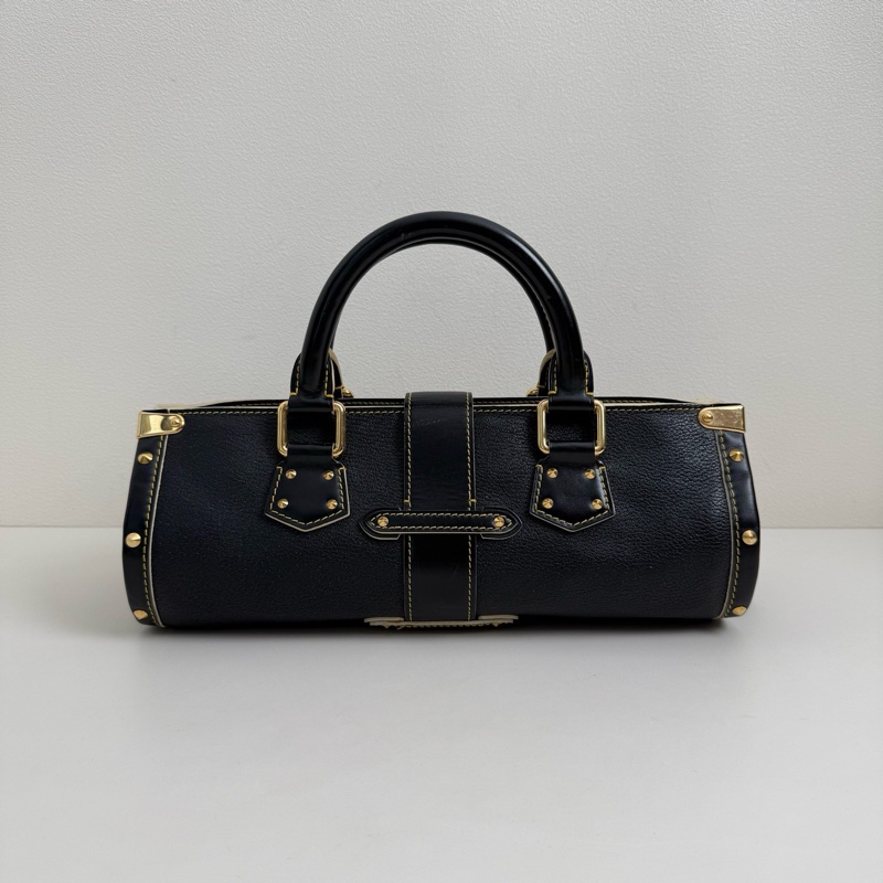 Louis Vuitton/路易威登 哈蘇路 黑色牛皮鉚釘 手提包 金扣-2