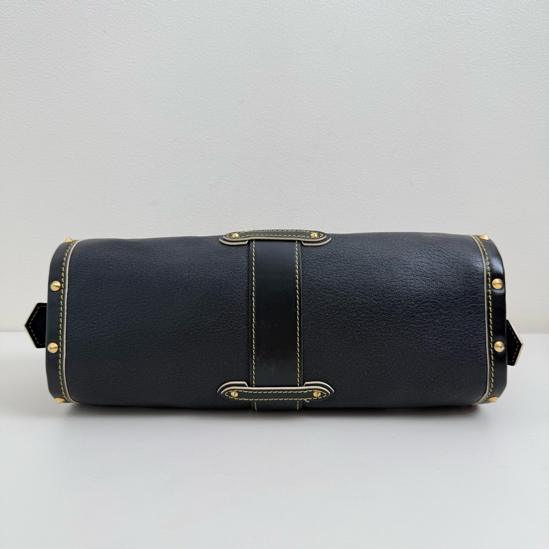 Louis Vuitton/路易威登 哈蘇路 黑色牛皮鉚釘 手提包 金扣-7