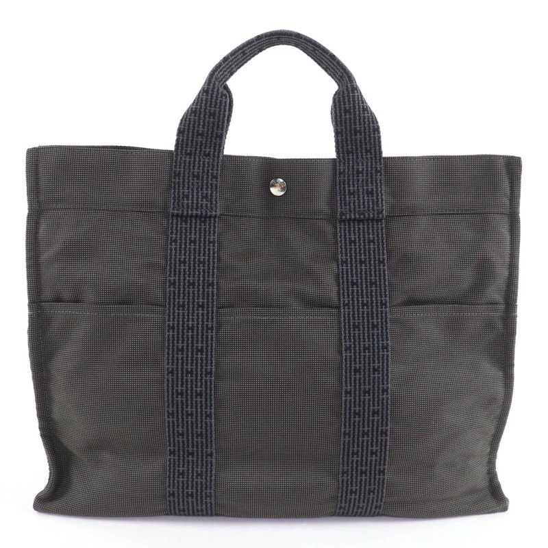 愛馬仕 Herline MM 帆布手提包/手提包,帶掛鎖和鑰匙,灰色,法國製造,女士款。-1