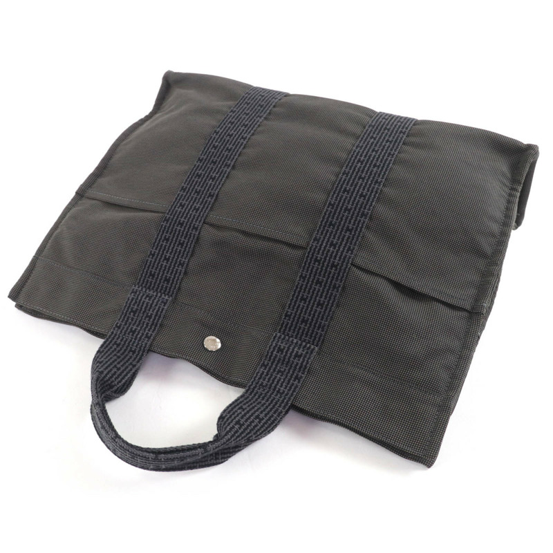 愛馬仕 Herline MM 帆布手提包/手提包,帶掛鎖和鑰匙,灰色,法國製造,女士款。-3